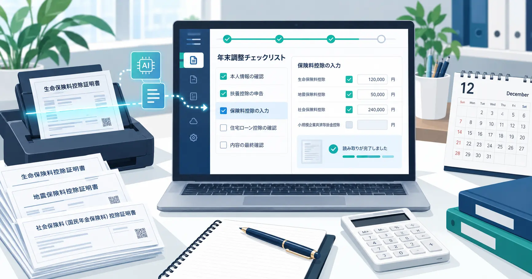 年末調整をAIで効率化する方法を示すオフィスのイメージ